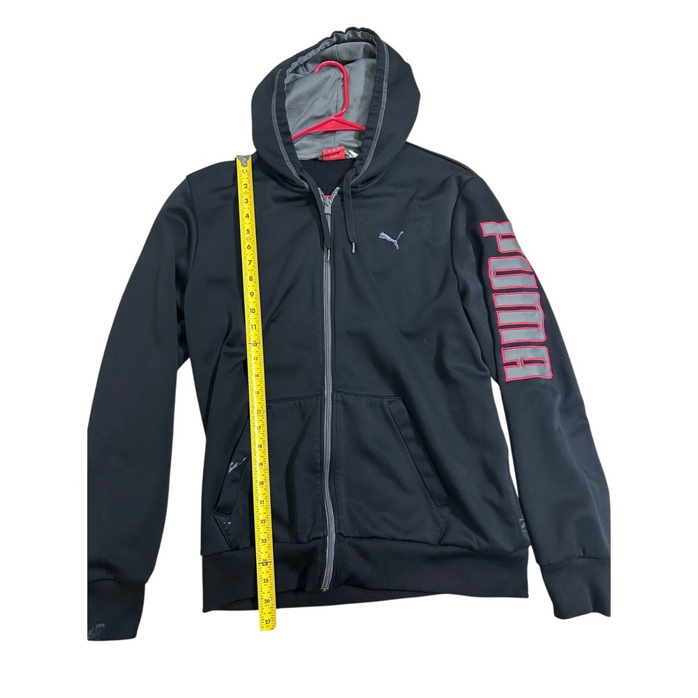 Puma Full‎ Zip Hoodie Jacket Mens Activewear Athletic Black Logo - Picture 7 of 8